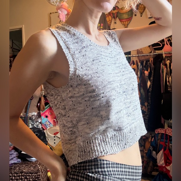 Knot Sisters Black and White Knit Tank Top XS TO Medium - Picture 5 of 9